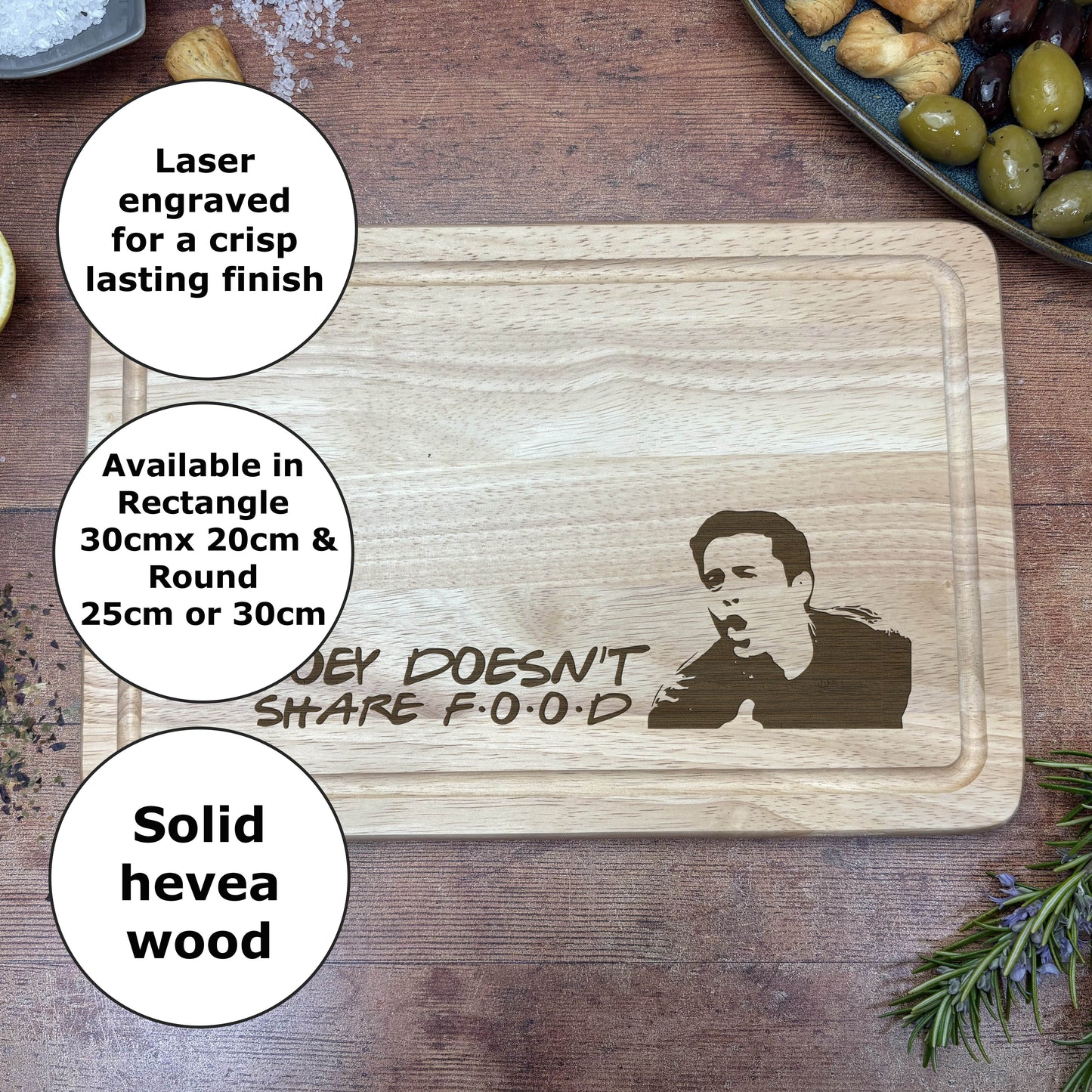Friends Joey Doesn't Share Food Chopping Board Funny Cooking Gift Present Kitchen Decor Housewarming Christmas Gift Birthday Present