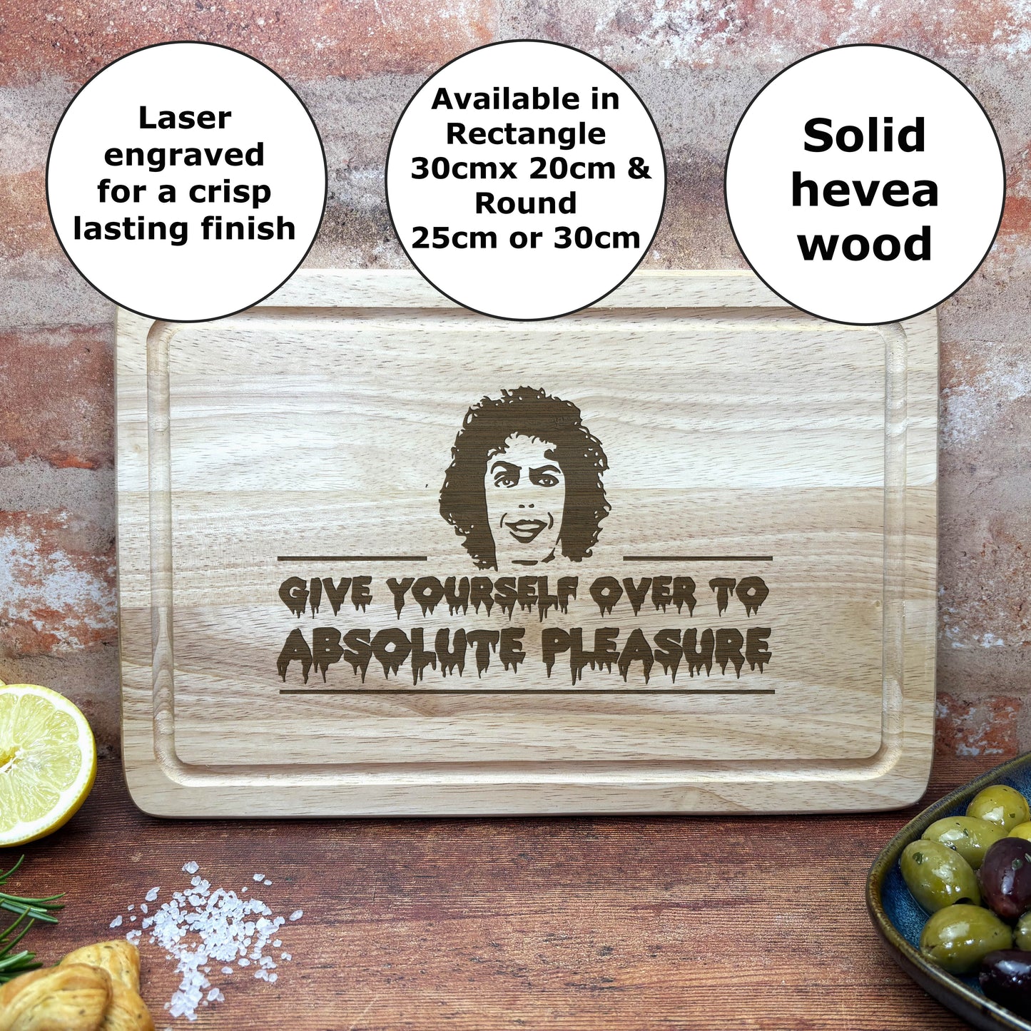 Rocky Horror Picture Show Absolute Pleasure Engraved Wooden Chopping Board Funny Cooking Kitchen Decor Housewarming Christmas Gift Present