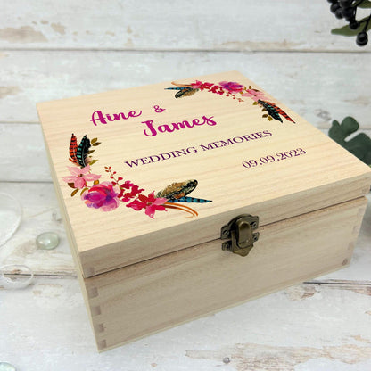 Floral Mr & Mrs Wedding Personalised Keepsake Memory Box