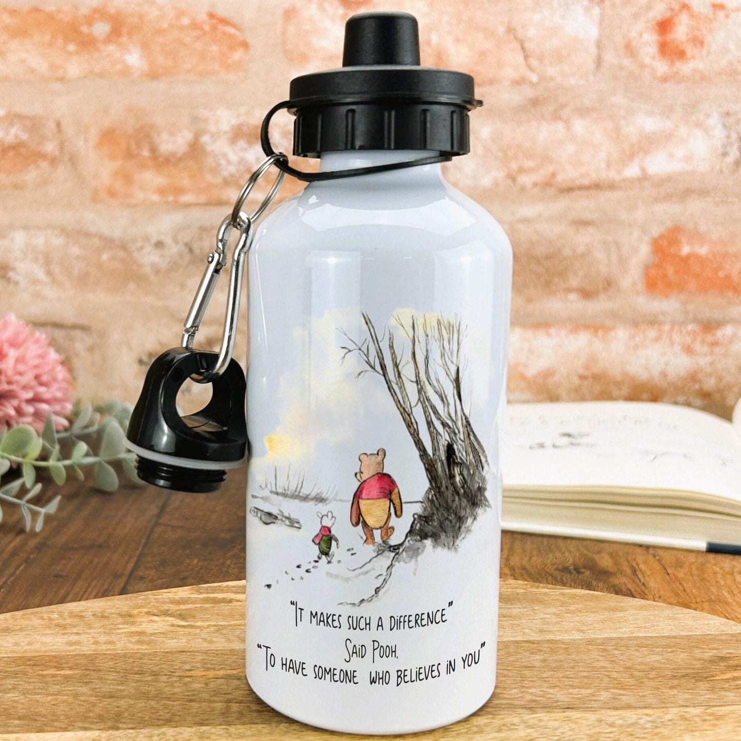 Winnie the Pooh and Piglet, Teacher Personalised Thank you Gift Water Bottle
