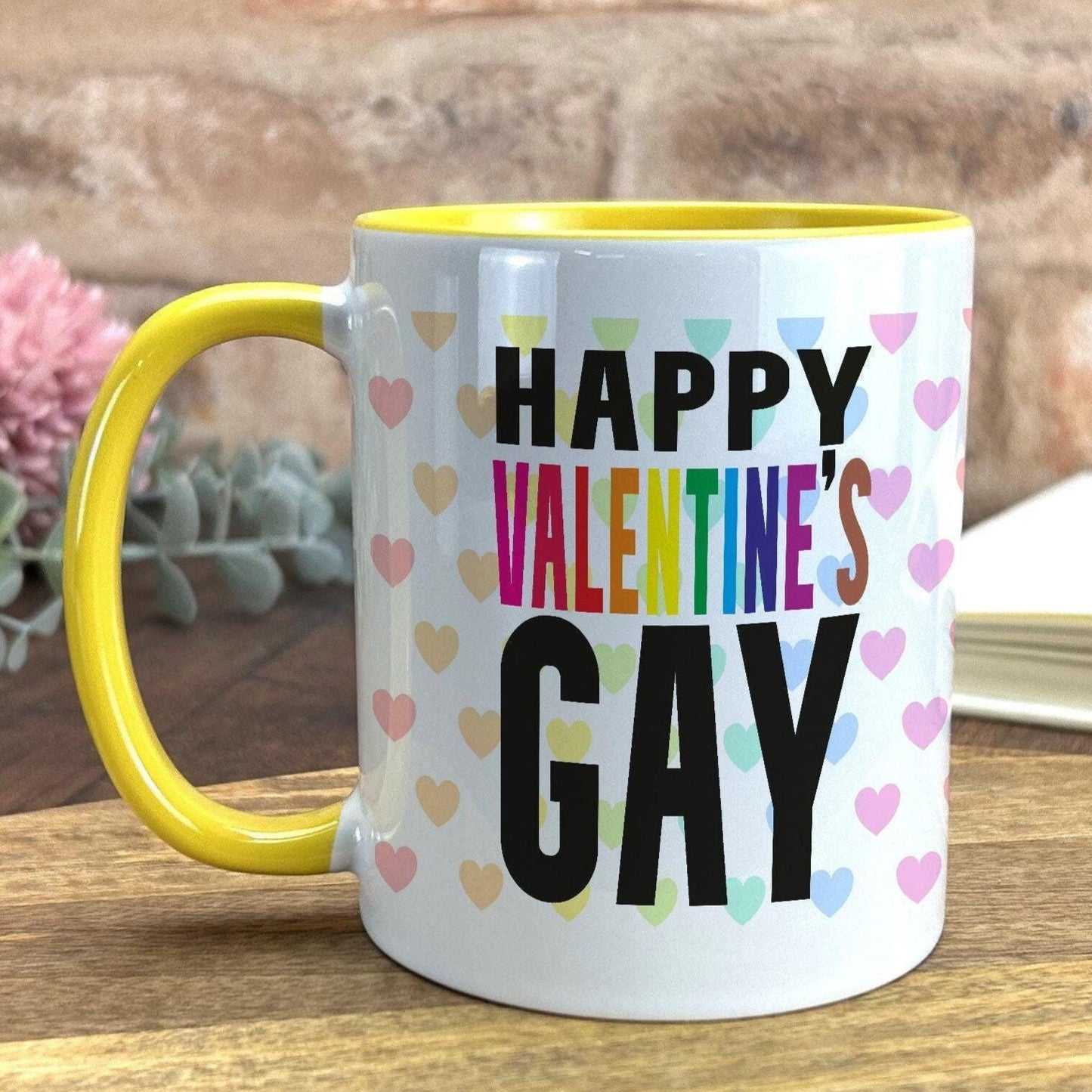 Happy Valentine's Gay LGBTQ+ Pride Rainbow Flag Personalised Mug