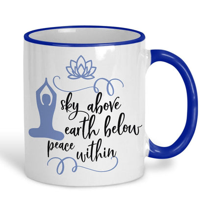 Sky Earth Peace Within White Yoga Personalised Coffee Tea Mug