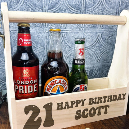 Birthday Beer Carrier Personalised - Any Age - Beer Bottle Carrier - 18th - 21st
