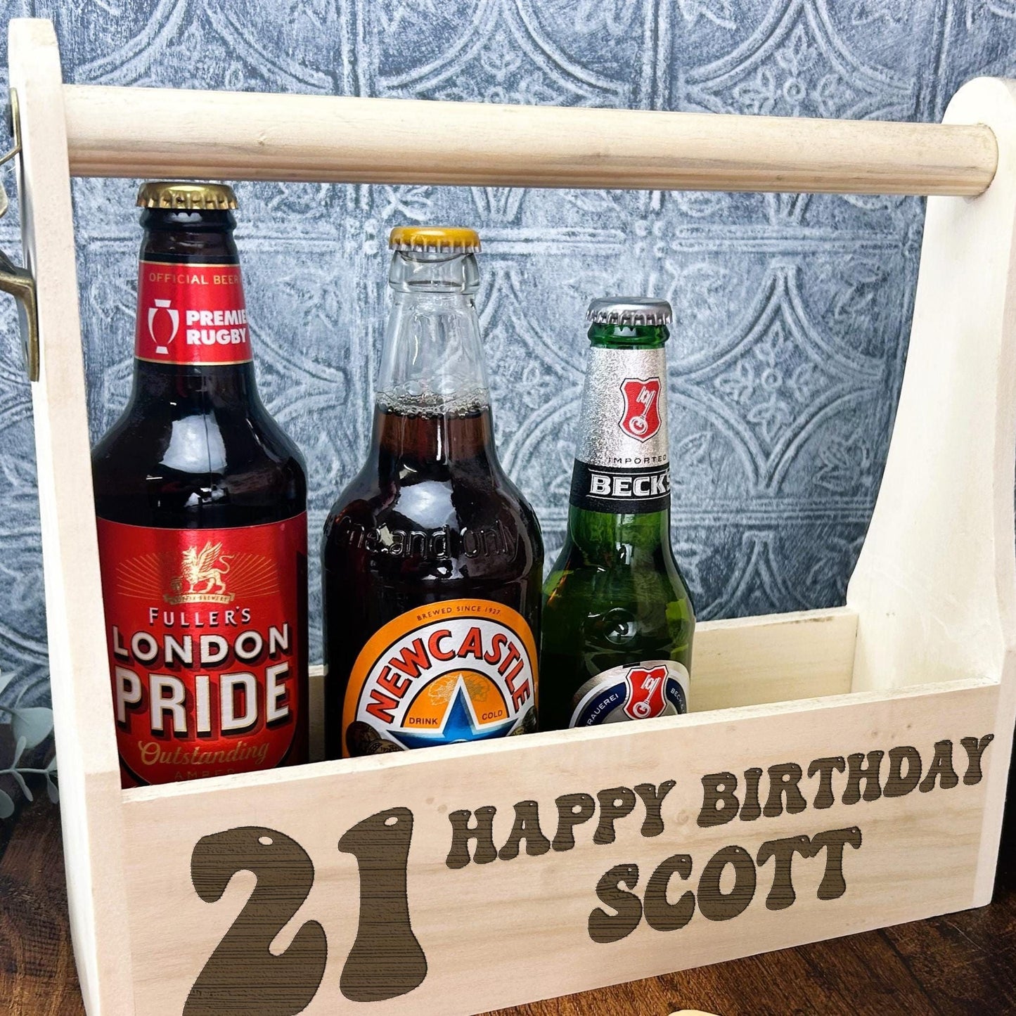 Birthday Beer Carrier Personalised - Any Age - Beer Bottle Carrier - 18th - 21st