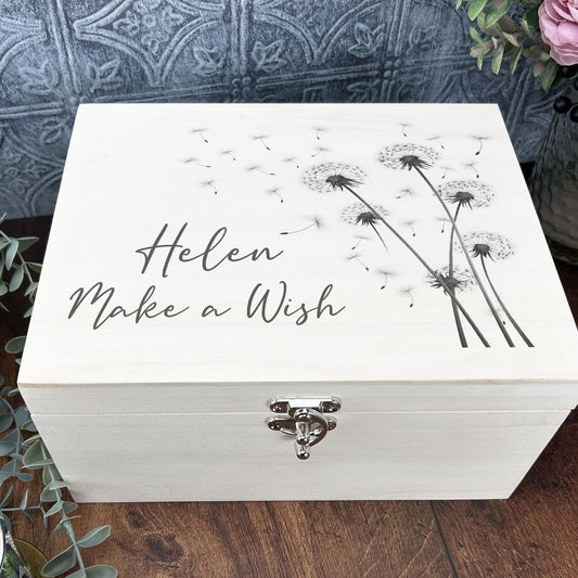 Dandelion Illustration Luxury Wooden Box - Personalized Gift