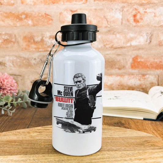 Bullitt 1968 Steve McQueen 60s Retro Poster Style Water Bottle