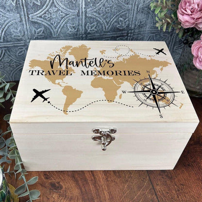 Travel Wooden Memory Box - Personalised Gift