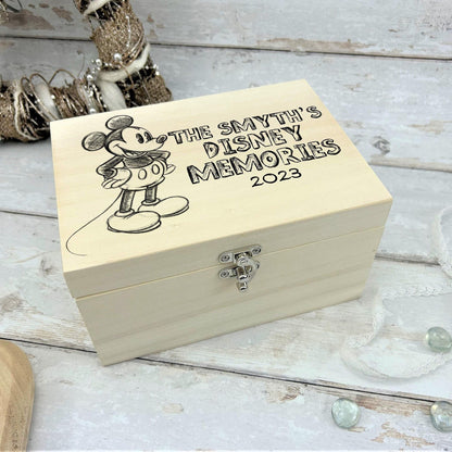 Mickey Mouse Sketch Disney Personalised Wooden Memory Box