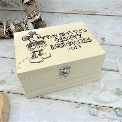 Mickey Mouse Sketch Disney Personalised Wooden Memory Box