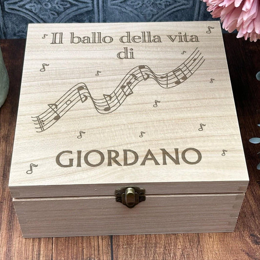 Music Notes / Music Sheet Personalised Wooden Memory Keepsake Box