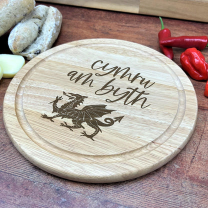 Cymru Am Byth Wales For Ever Slogan Dragon - Personalised Chopping Board