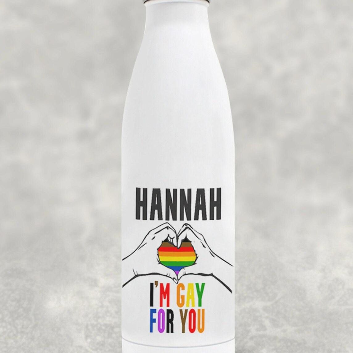 I'm Gay For You LGBTQ+ Pride Rainbow Flag Personalised Water Bottle Valentine's Day Boyfriend Girlfriend Gift Partner Love