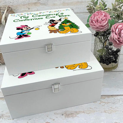 Mickey & Minnie Mouse & Pluto - Christmas Tree Personalised XMAS Eve Box - Christmas Treats