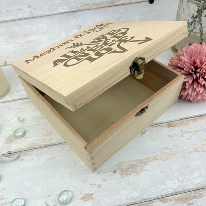 All We Need Is Love Personalised Wooden Memory Keepsake Box - Valentine's Day Gift