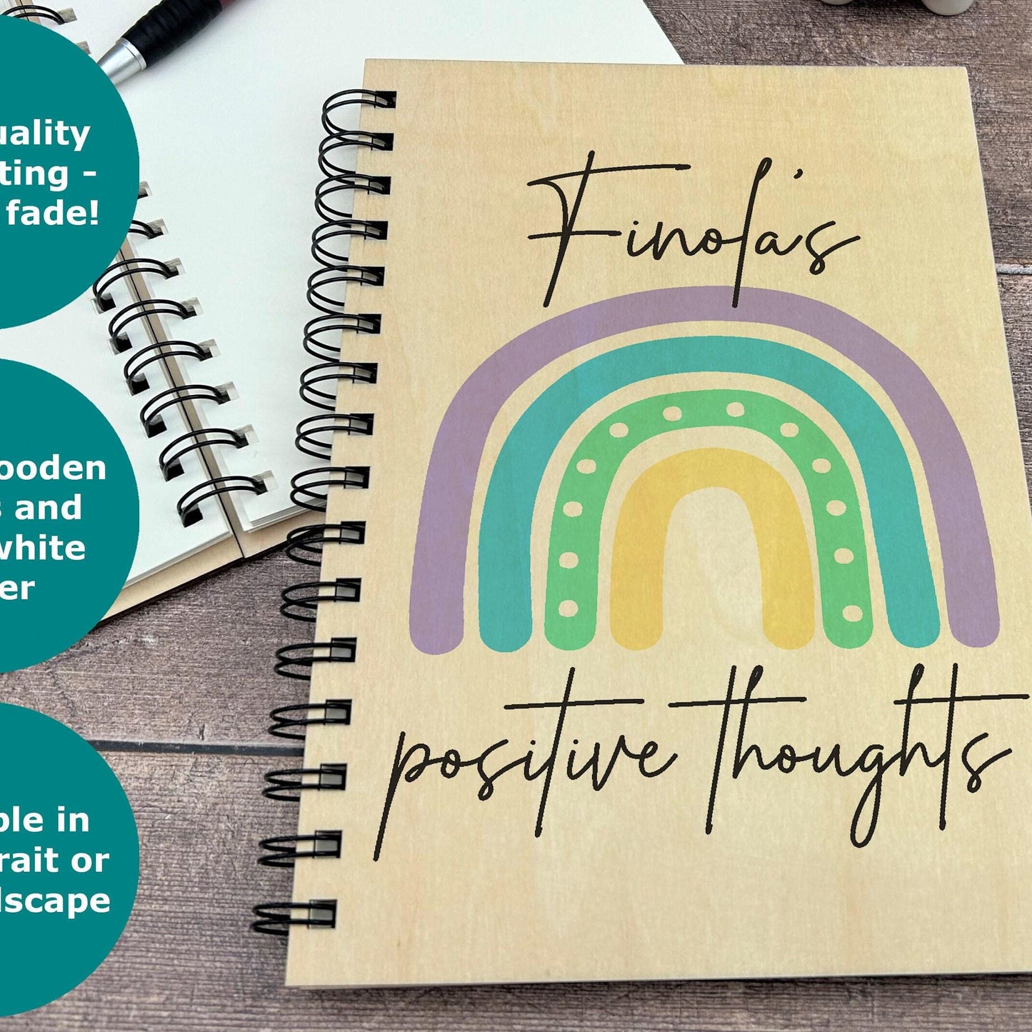 Rainbow Positive Thoughts - Personalised Book of Positivity - Gratitude Journal