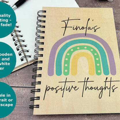 Rainbow Positive Thoughts - Personalised Book of Positivity - Gratitude Journal