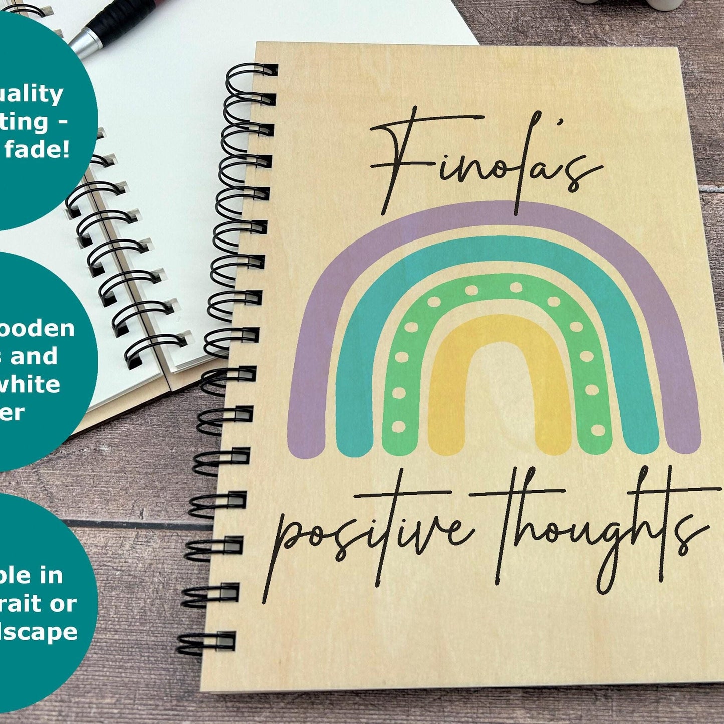 Rainbow Positive Thoughts - Personalised Book of Positivity - Gratitude Journal