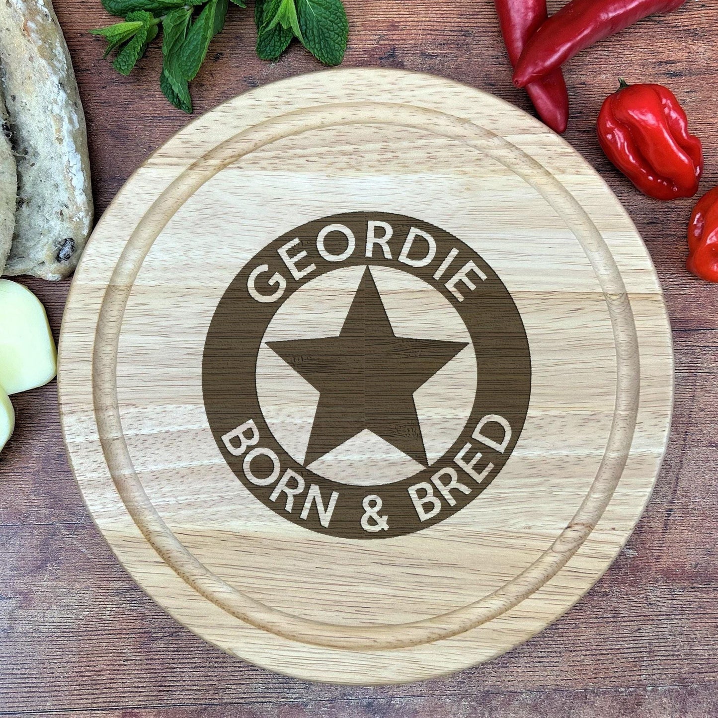 Geordie Born & Bred Star Wooden Chopping Board