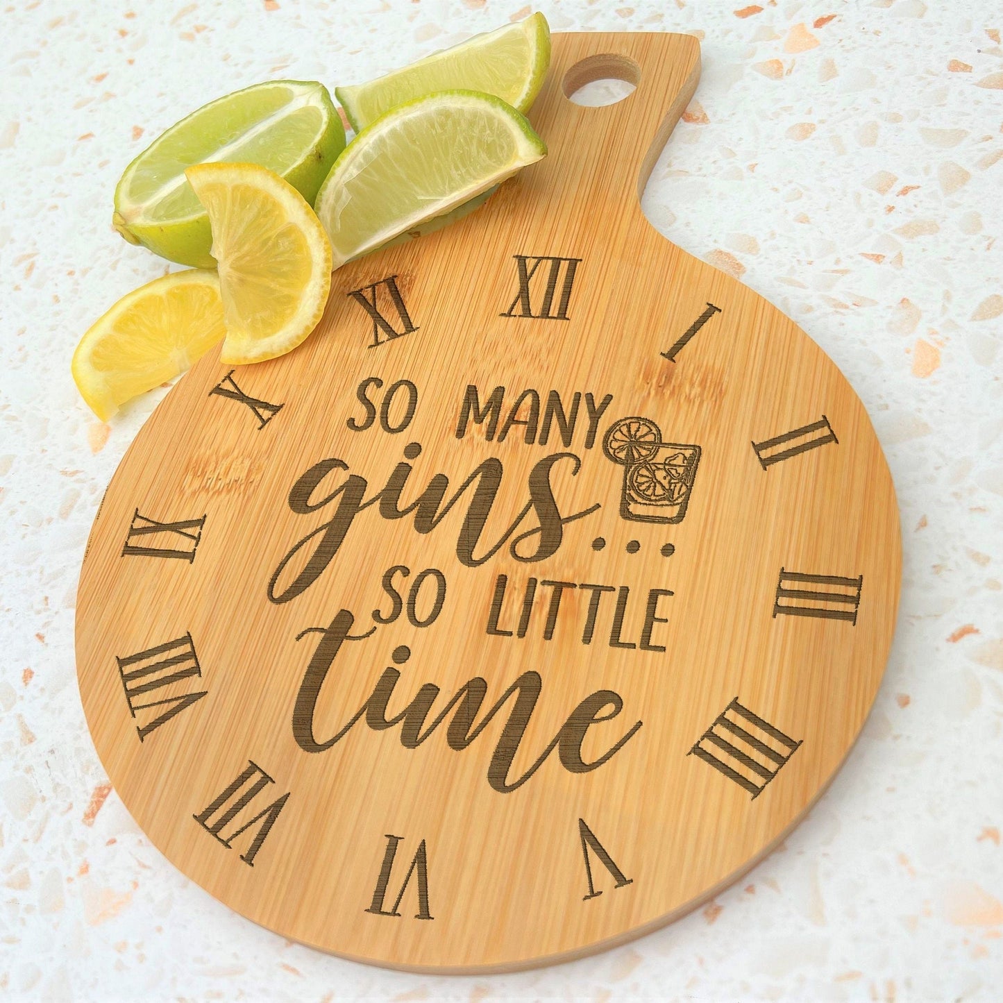 So Many Gins Drink Garnish Engraved Bamboo Paddle Chopping Board Home Décor Cooking Kitchen Funny Christmas Gift Birthday Present