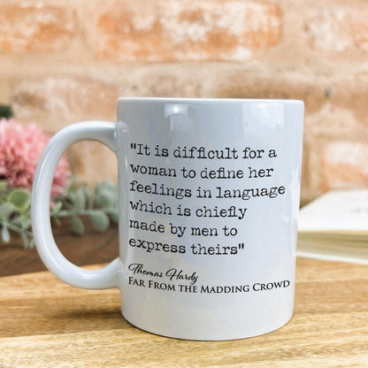 Far From the Madding Crowd Thomas Hardy Book Quote "difficult for a woman to define feelings" Classic Literature Mug