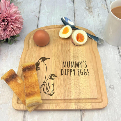 Emperor Penguin Egg & Soldiers Personalised Breakfast Board - Father's Mother's Day Gift