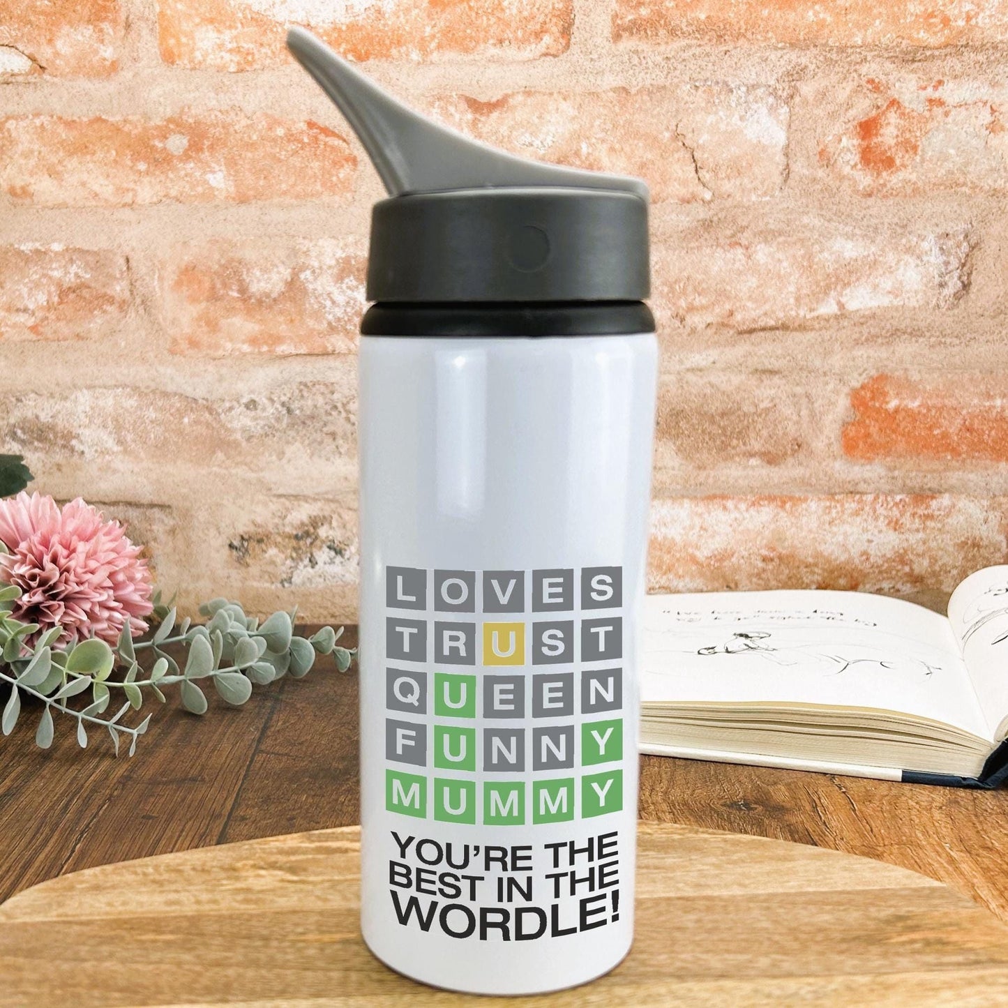 Wordle Mummy Best in the World Water Bottle Personalised Mother's Day Gift