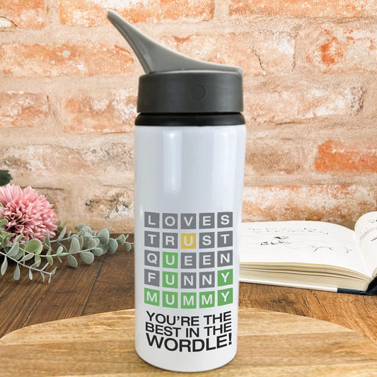 Wordle Mummy Best in the World Water Bottle Personalised Mother's Day Gift
