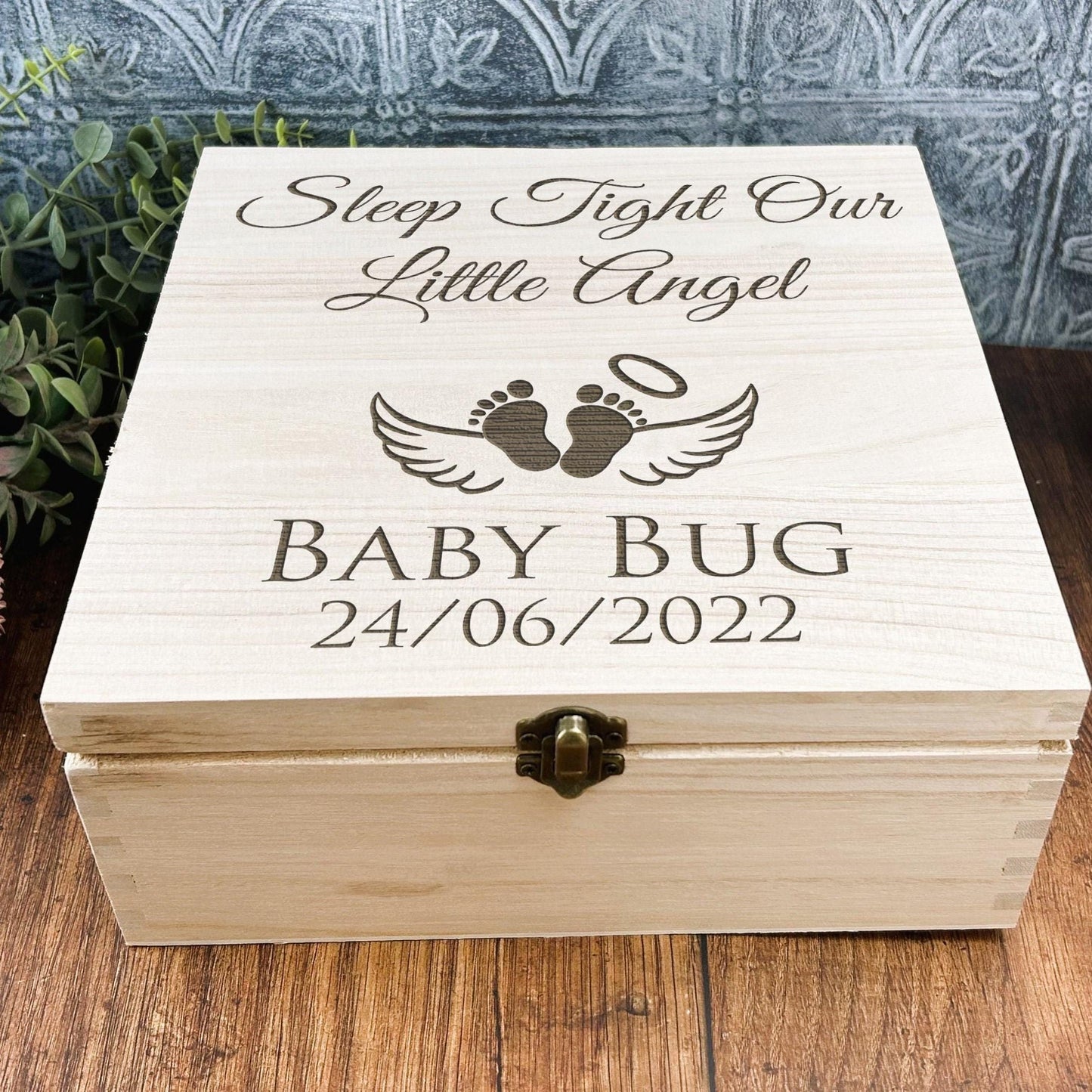 Baby Loss Miscarriage - Personalised Wooden Memory Box - Remembrance Gift