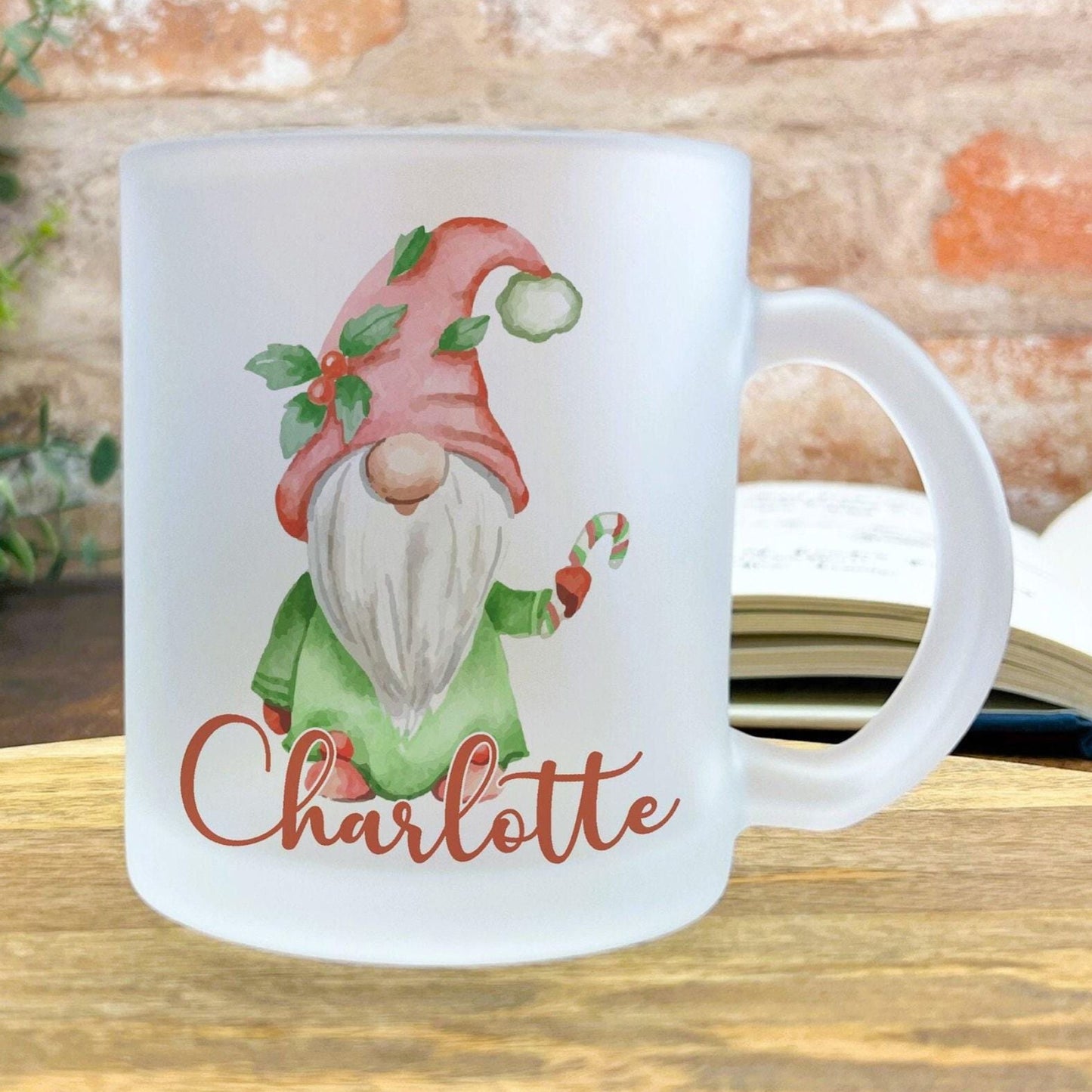 Gnome Christmas Mug Personalised Frosted Glass Secret Santa Gift XMAS Stocking Filler