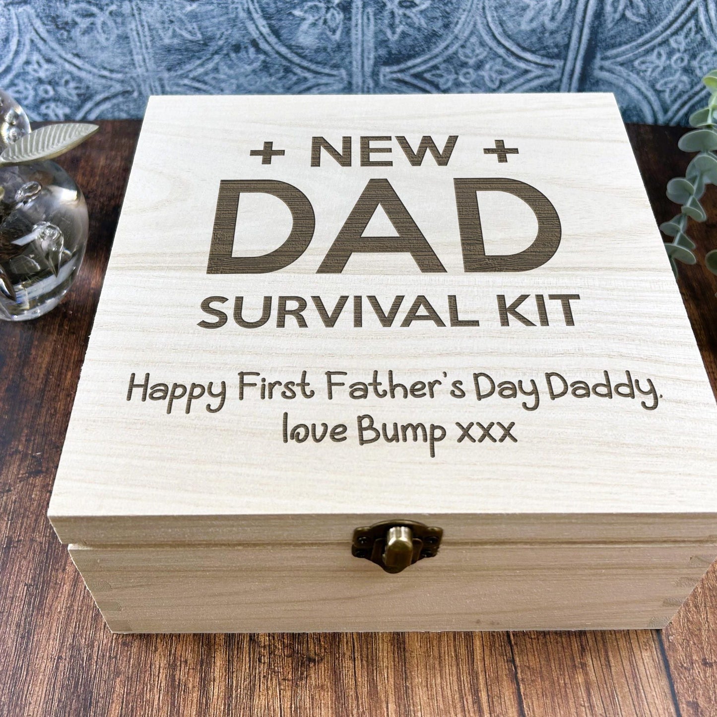 a new dad survival kit on a table