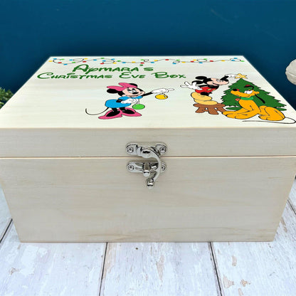 Mickey, Minnie & Pluto Christmas Tree Xmas Eve Wooden Box