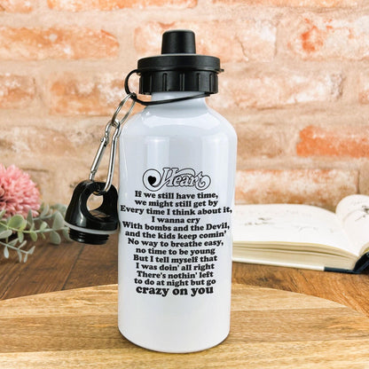 Heart Crazy On You Music Water Bottle Personalised Gift