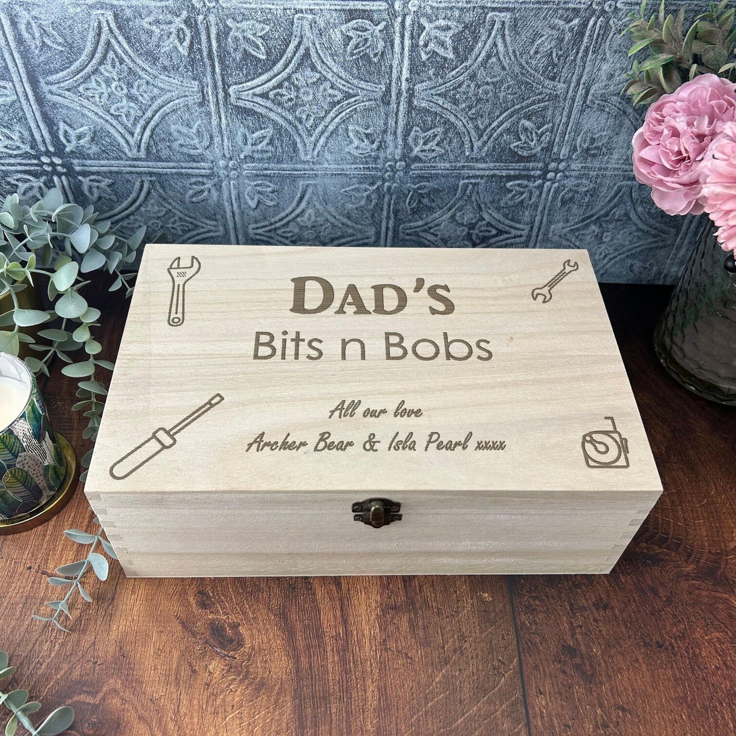 Dads Bits N Bobs Engraved Box - Father's Day Gift - Personalised - Tool Storage