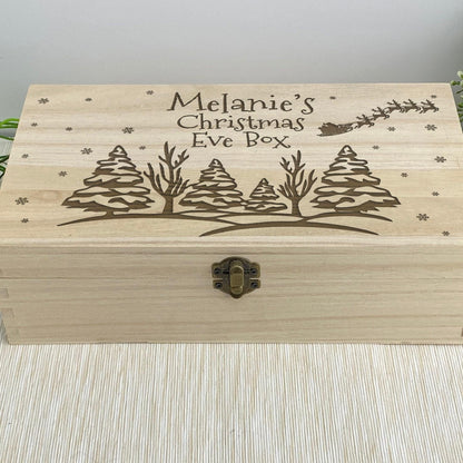 Snowy Tree Silhouette & Santa Sleigh Christmas Eve Box - Personalised Box XMAS Gift