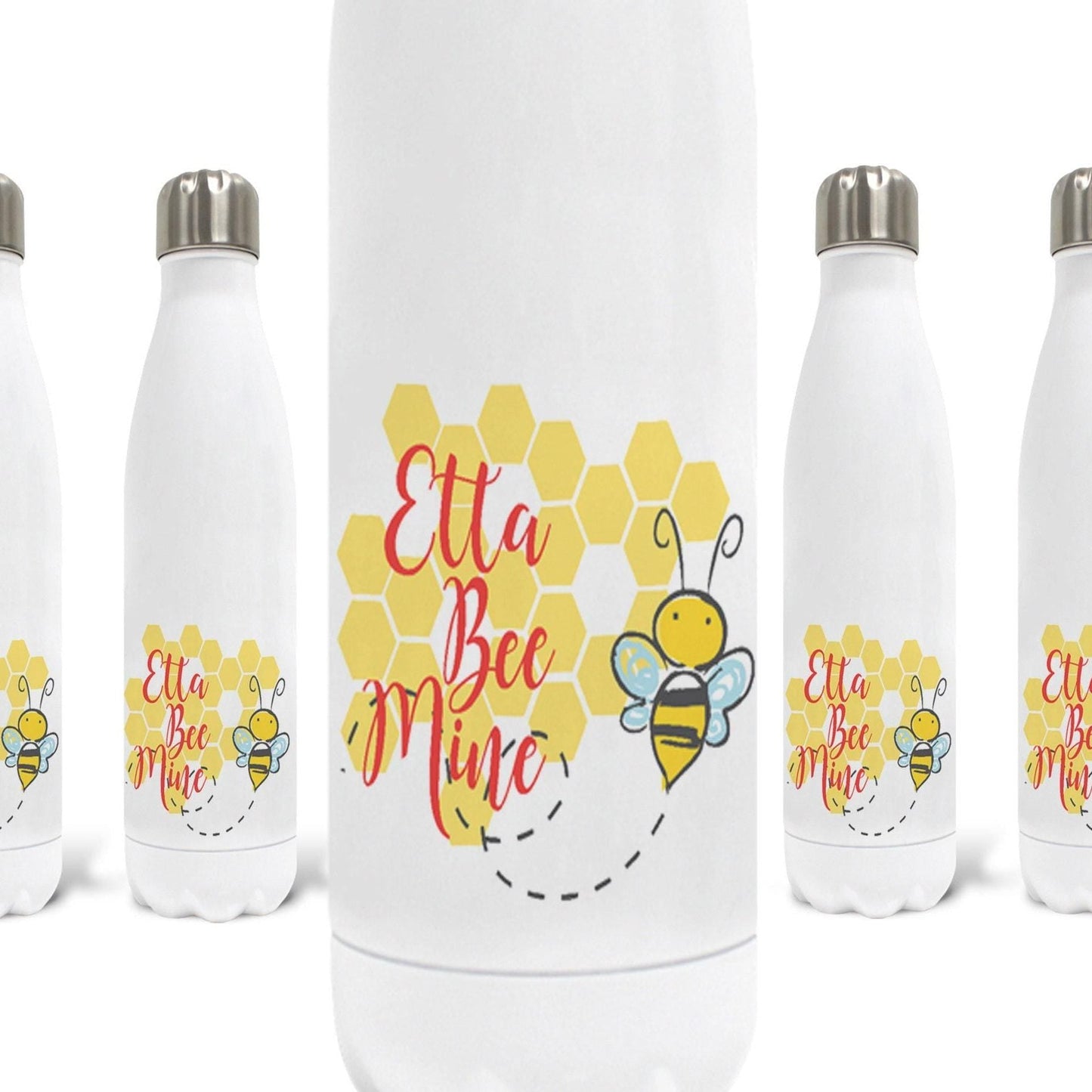 Bee Mine Honeycomb Personalised Water Bottle Valentine's Day Boyfriend Girlfriend Gift Partner Love