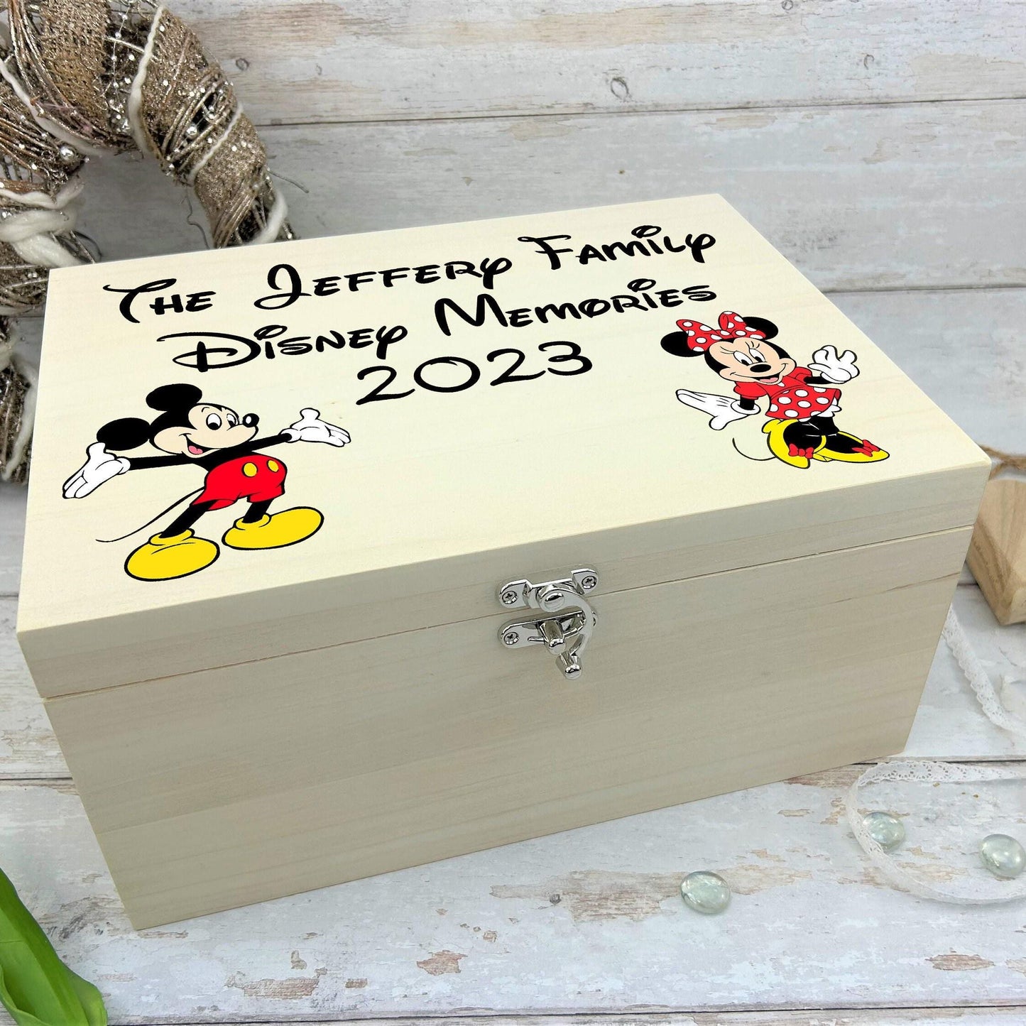 Disney Memories Mickey Minnie Mouse Personalised Wooden Box