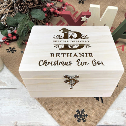 Christmas Monogram Engraved Personalised Xmas Eve Treats Box