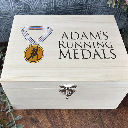 Medals Keepsake Wooden Storage Box Personalised Gift