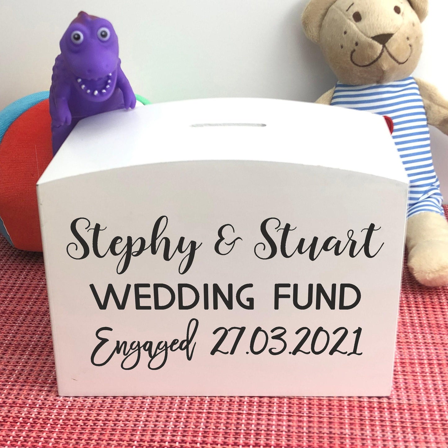 Wedding Fund Wooden Money Box - Personalised Engagement Gift