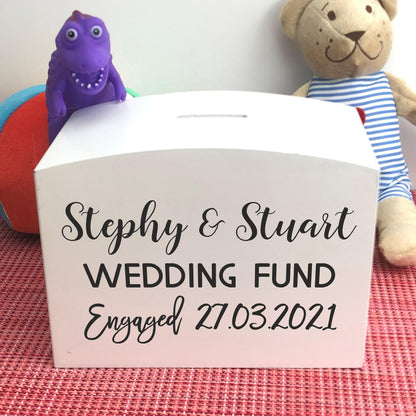 Wedding Fund Wooden Money Box - Personalised Engagement Gift
