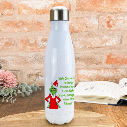 The Grinch Quote Dr Suess Christmas Water Bottle Personalised Gift