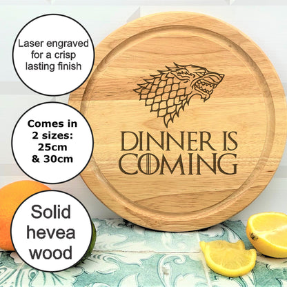 a game of thrones dinner is coming sign next to sliced lemons