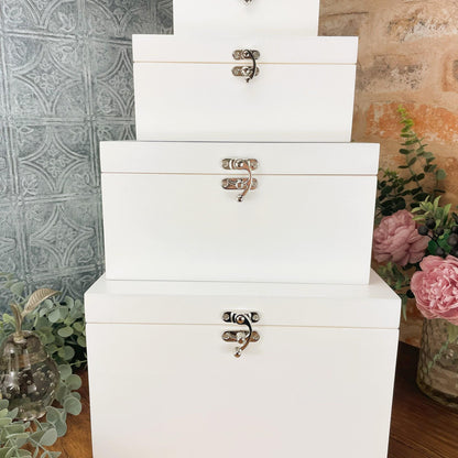 Alice in Wonderland White Wooden Box - Mad Hatter Memory Keepsake Storage Box