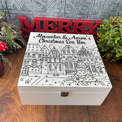 Christmas Town Silhouette Tree - XMAS Eve Treats Box - Personalised Gift
