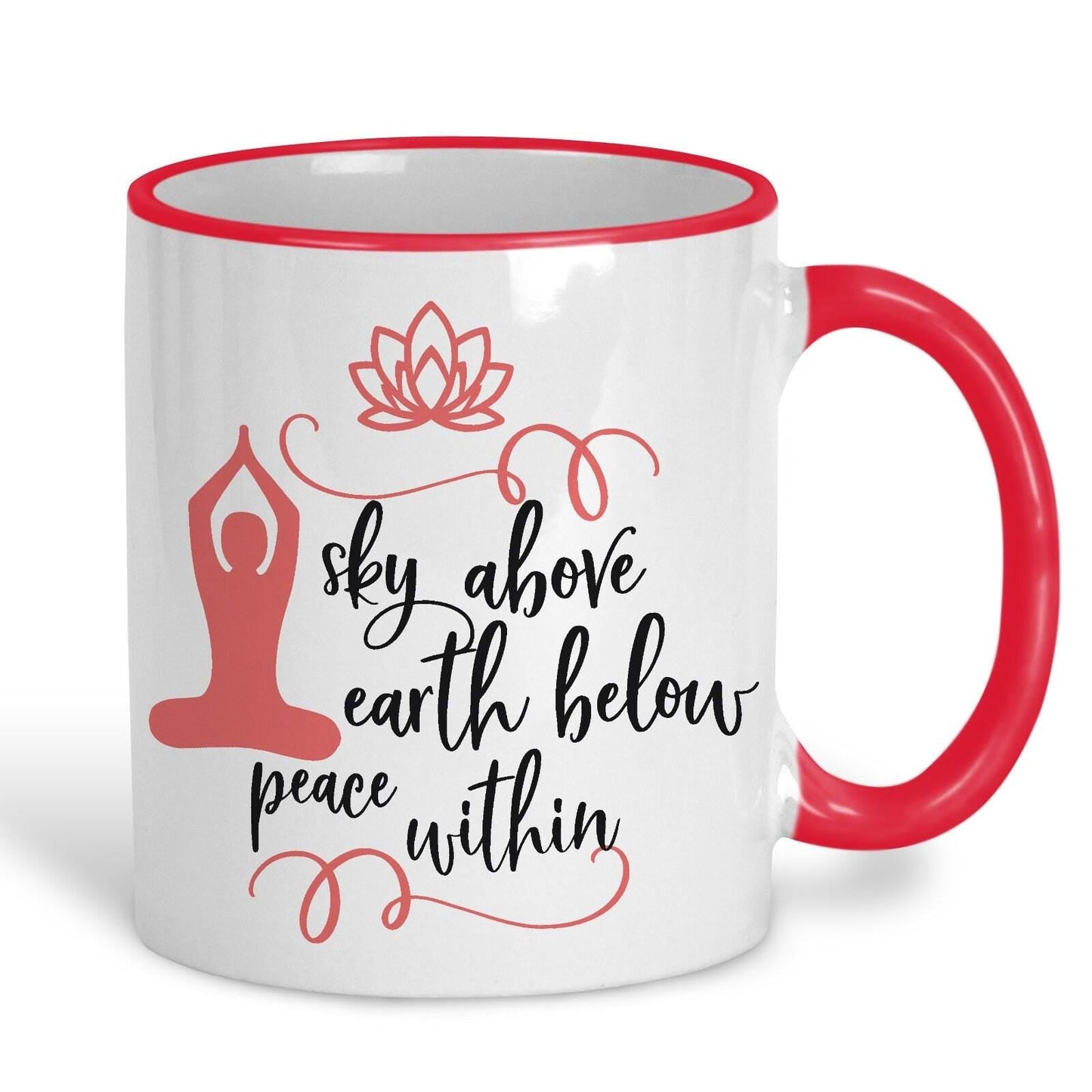 Sky Earth Peace Within White Yoga Personalised Coffee Tea Mug