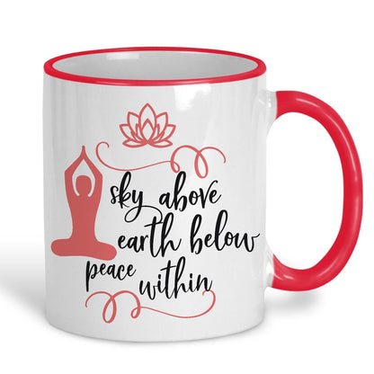 Sky Earth Peace Within White Yoga Personalised Coffee Tea Mug