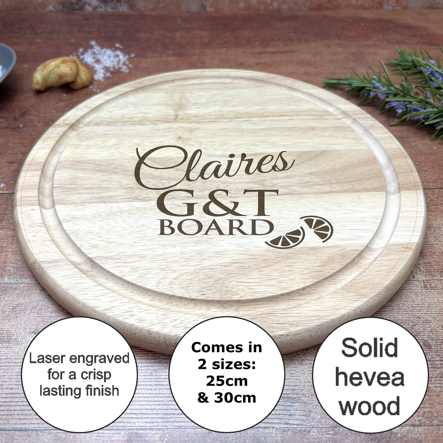 a personalized cutting board with the names of the cutting boards