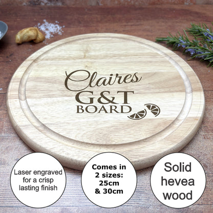 a personalized cutting board with the names of the cutting boards