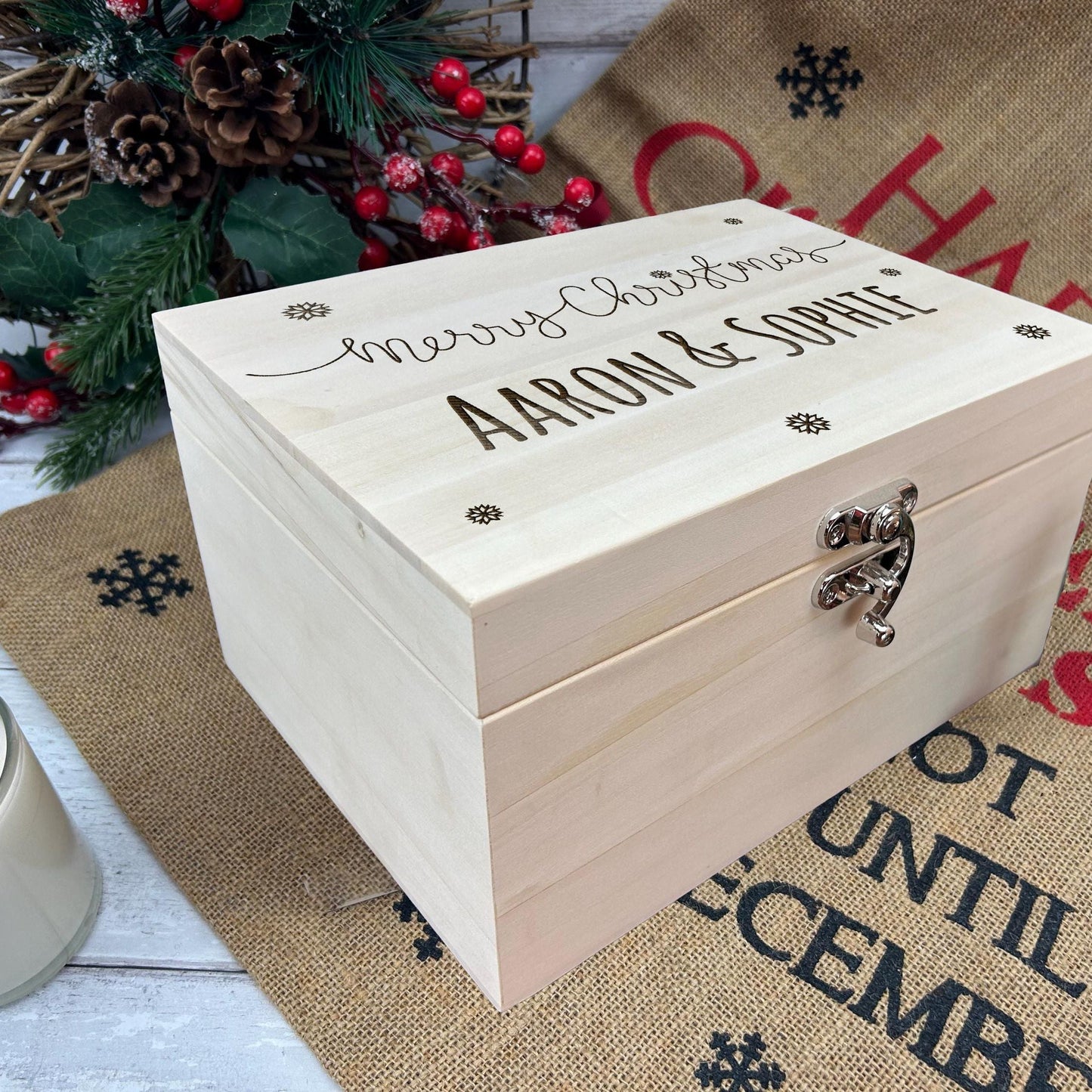Merry Christmas Engraved Personalised Xmas Eve Box