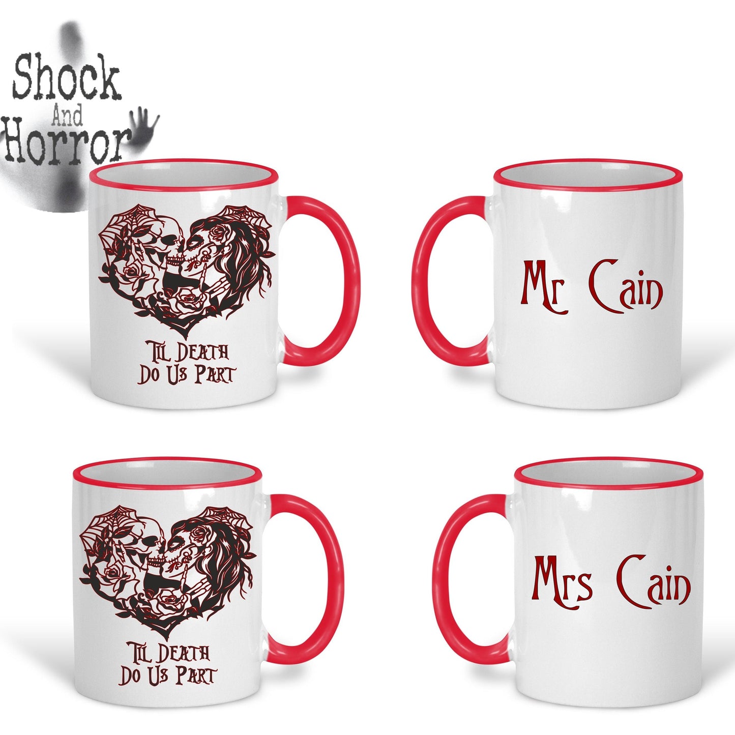 Til Death Us Do Part - Pair of Mugs - Great Wedding or Anniversary Gift for Gothic Couple